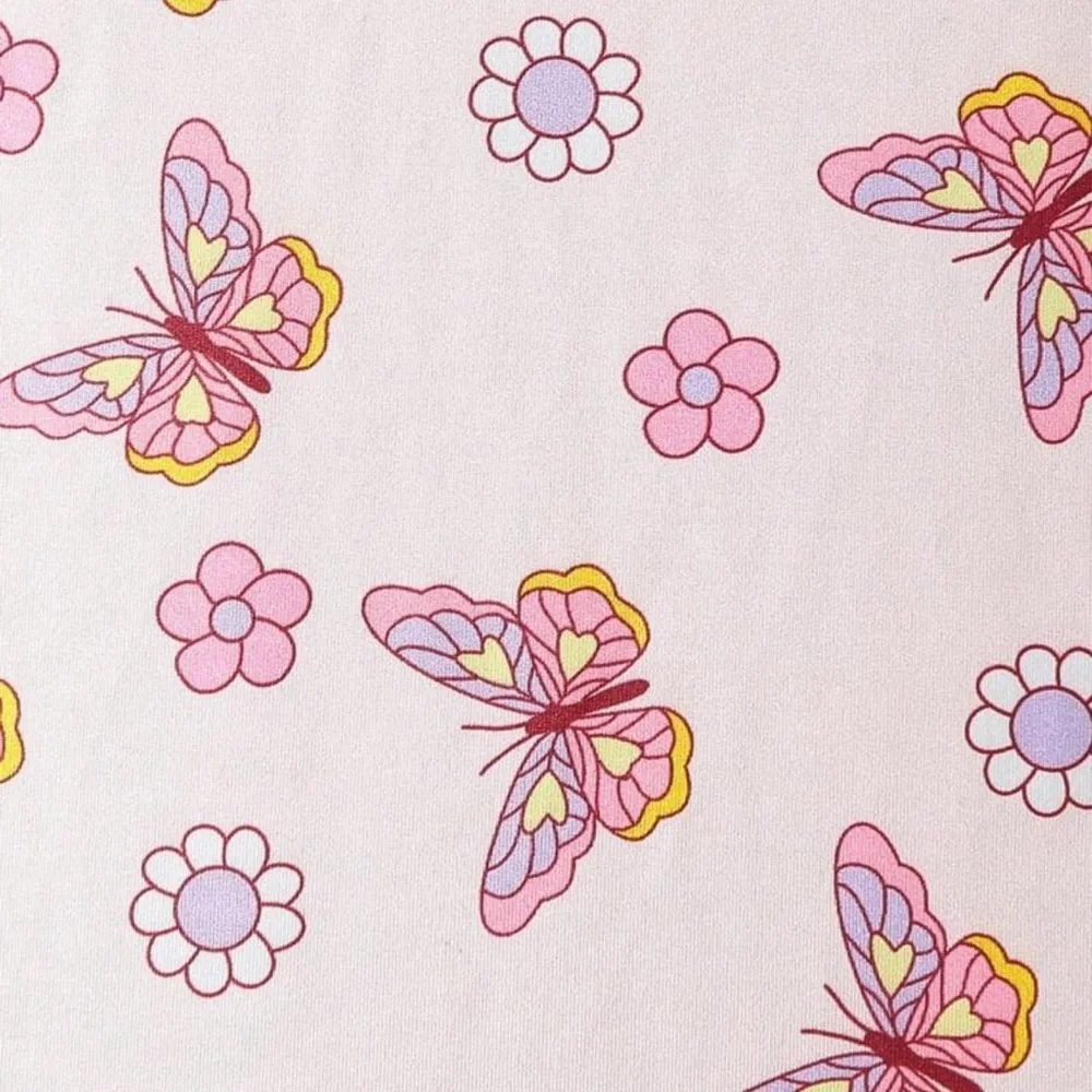 Pink Butterfly Print Zip Front Sleeper